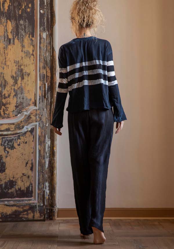 Rose & Lini GILDA MIDANI “EAST PANTS 2047” MARBLE BLUE Affare Del Giorno