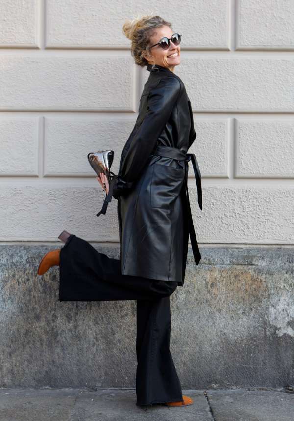 Rose & Lini GIORGIO BRATO BLACK LEATHER TRENCH 13036 Outlet