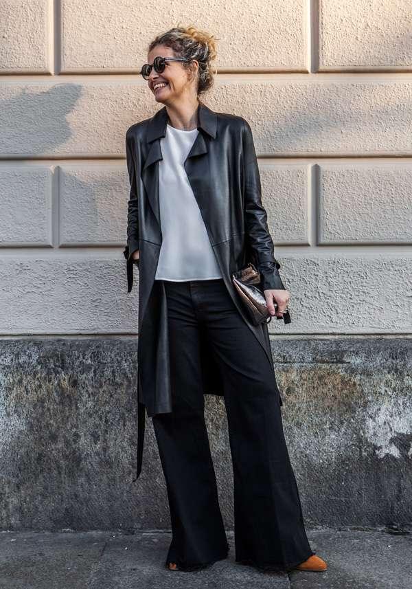 Rose & Lini GIORGIO BRATO BLACK LEATHER TRENCH 13036 Outlet