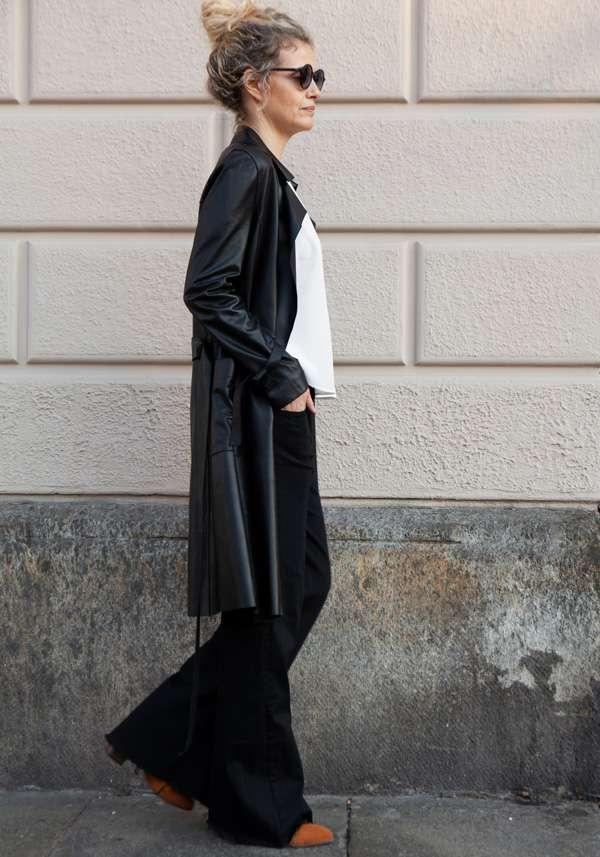 Rose & Lini GIORGIO BRATO BLACK LEATHER TRENCH 13036 Outlet