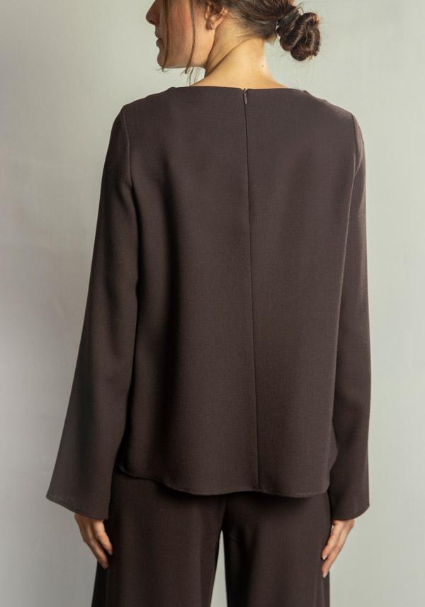 Rose & Lini STEFANO MORTARI WOOL “BLOUSE 5231” BROWN Vendita Economica