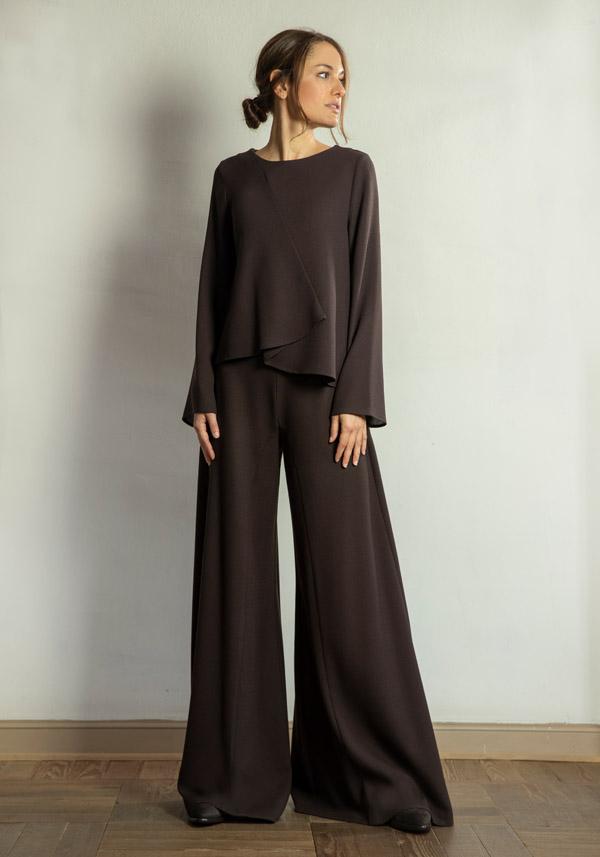 Rose & Lini STEFANO MORTARI WOOL “BLOUSE 5231” BROWN Vendita Economica