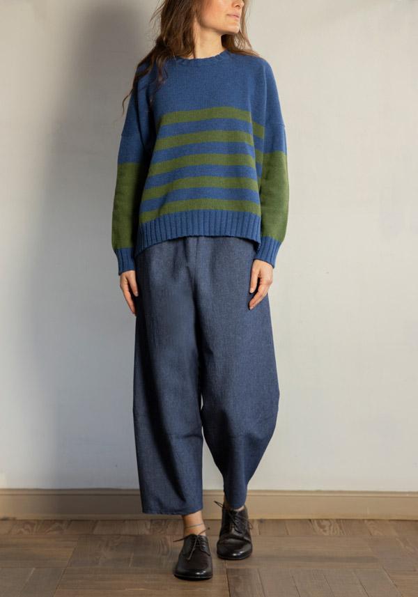 Rose & Lini CRISTINA BONFANTI WOOL “DIDO” DENIM PANTS I Più Venduti