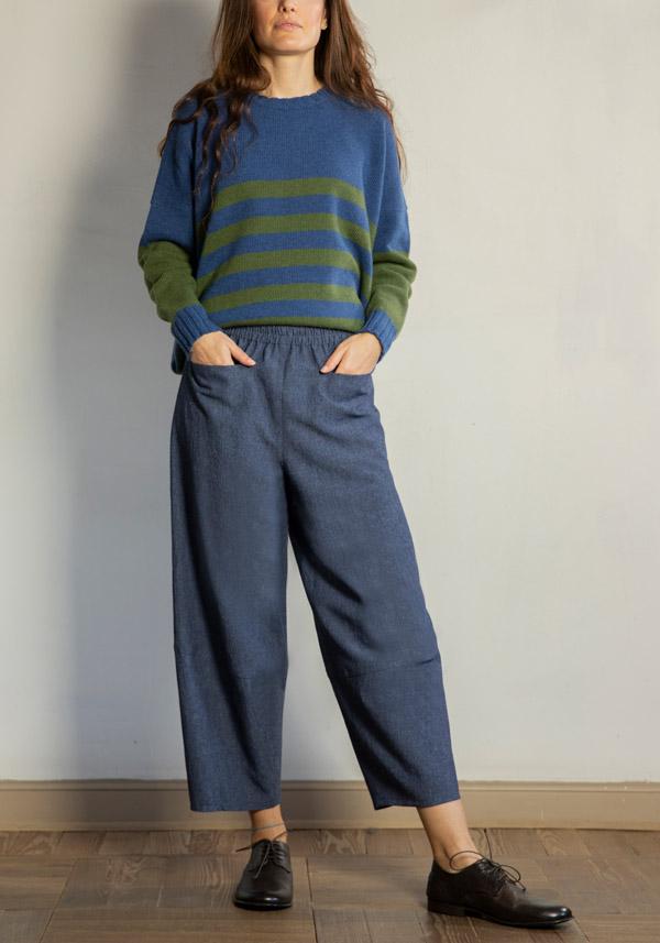 Rose & Lini CRISTINA BONFANTI WOOL “DIDO” DENIM PANTS I Più Venduti