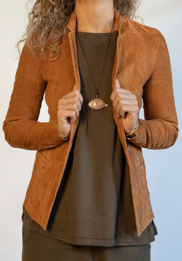 Rose & Lini GIORGIO BRATO CAMEL SUEDE JACKET 9593 Vendite Flash