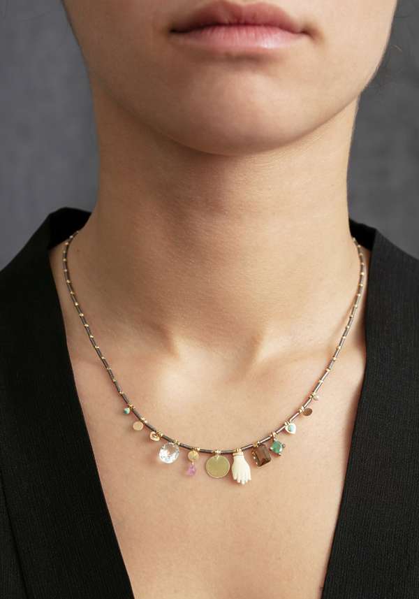 Rose & Lini 5 OCTOBRE “GARY” MULTIPLE CHARMS NECKLACE Italy