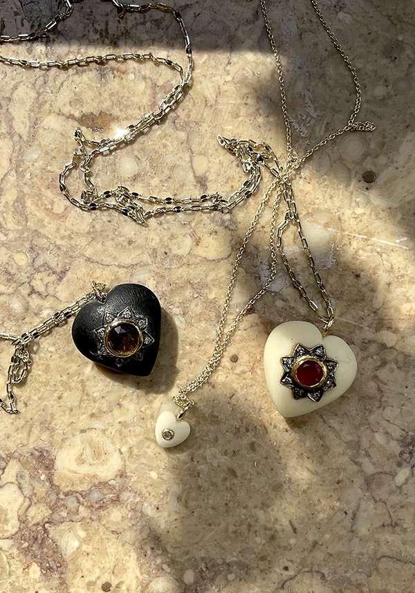 Rose & Lini 5 OCTOBRE “LULU D” HEART PENDANT NECKLACE In Linea