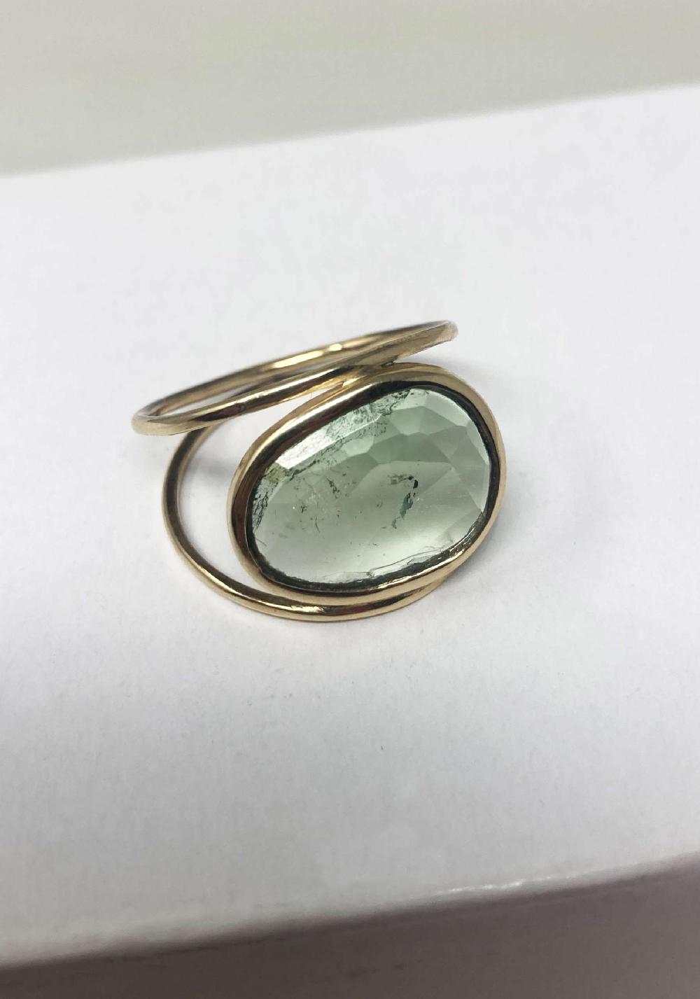 Rose & Lini MAITEA “DOUBLE RING” GOLD & GREEN Offerta speciale