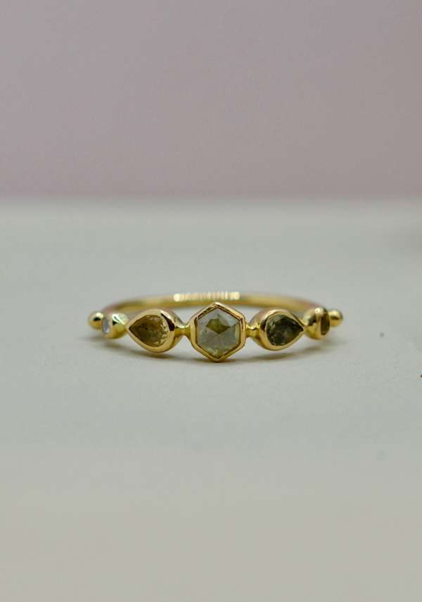 Rose & Lini DORETTE TOURMALINE & DIAMONDS “BAGUE SIMPLE” GOLD RING Spedizione Gratuita