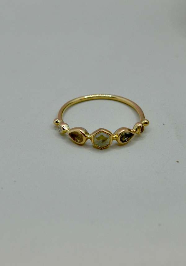 Rose & Lini DORETTE TOURMALINE & DIAMONDS “BAGUE SIMPLE” GOLD RING Spedizione Gratuita