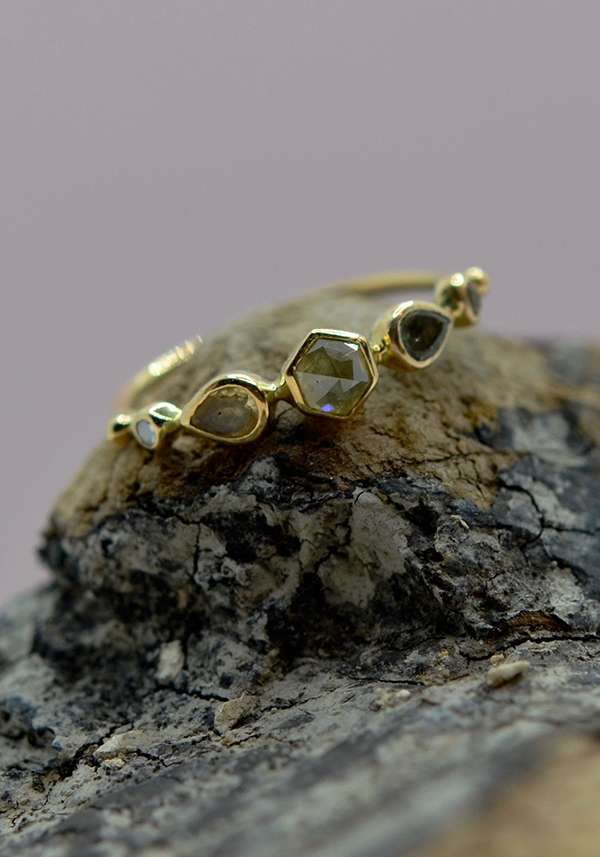 Rose & Lini DORETTE TOURMALINE & DIAMONDS “BAGUE SIMPLE” GOLD RING Spedizione Gratuita