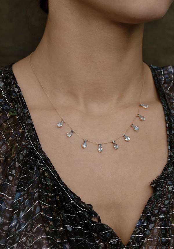 Rose & Lini 5 OCTOBRE “JULIAN” AQUAMARINE & DIAMONDS NECKLACE Pezzi Unici