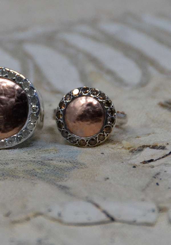 Rose & Lini ROSAMARIA SILVER PINK GOLD & DIAMONDS “JULIA” RING Soddisfazione Garantita