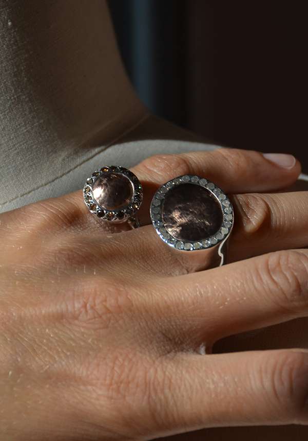 Rose & Lini ROSAMARIA SILVER PINK GOLD & DIAMONDS “JULIA” RING Soddisfazione Garantita