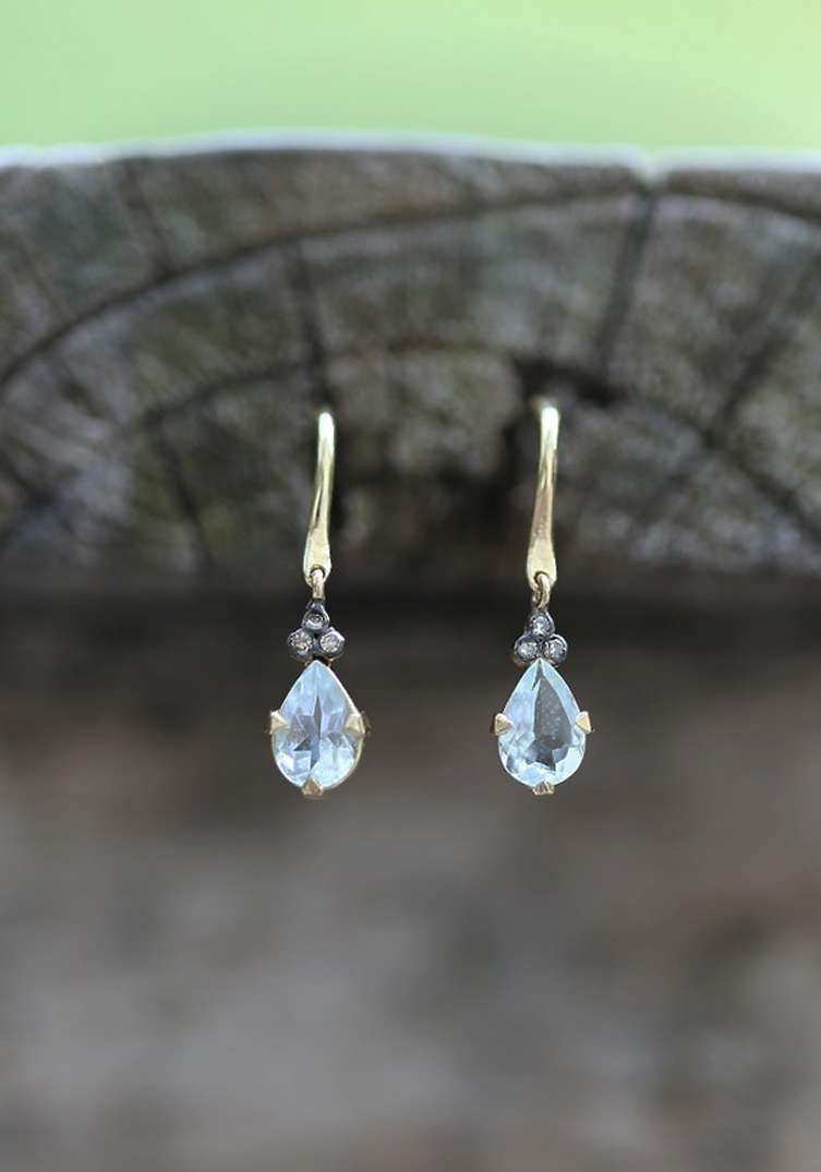 Rose & Lini 5 OCTOBRE “CELIA” AQUAMARINE & DIAMONDS EARRINGS Fino Al -60%