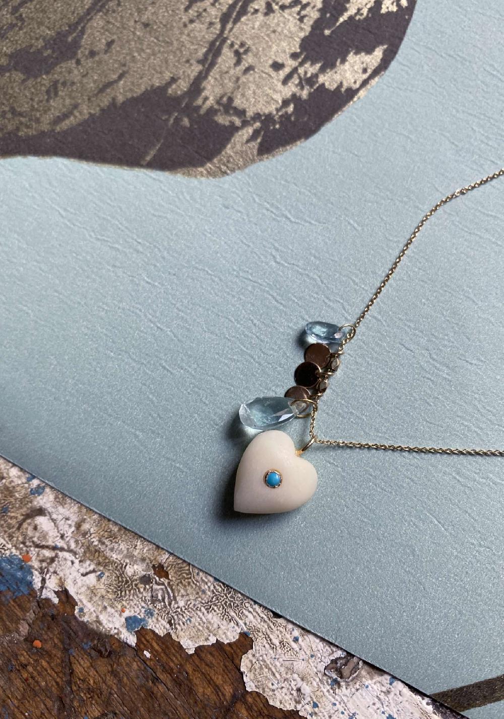 Rose & Lini 5 OCTOBRE “COEUR” TURQUOISE NECKLACE Affare Del Giorno