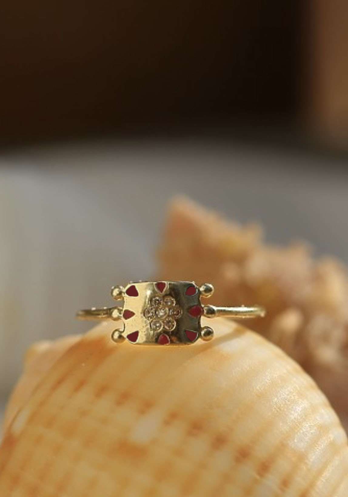 Rose & Lini 5 OCTOBRE “EMA” DIAMOND & ENAMEL GOLD RING Prezzo Ridotto