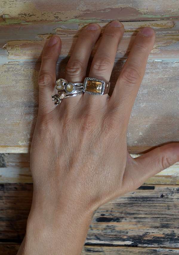 Rose & Lini ROSAMARIA SILVER GOLD & DIAMONDS “NASMA” RING Novità