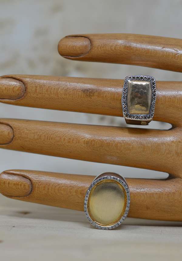 Rose & Lini ROSAMARIA SILVER GOLD & DIAMONDS “NASMA” RING Novità