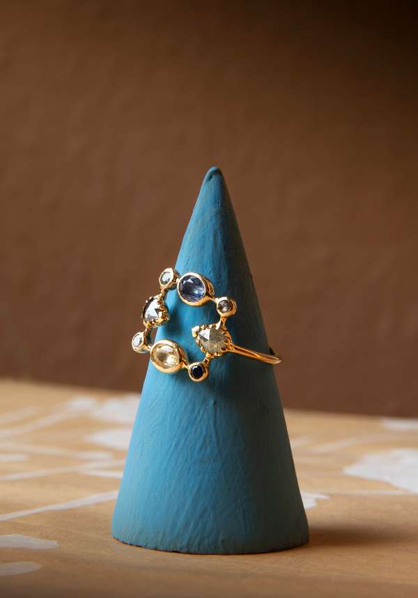 Rose & Lini DORETTE BLUE “BAGUE COURONNÉE” GOLD RING Online