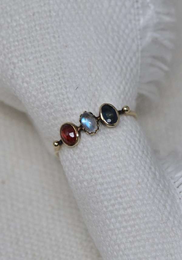 Rose & Lini DORETTE MULTICOLOR SIMPLE BAGUE GOLD RING Nuova
