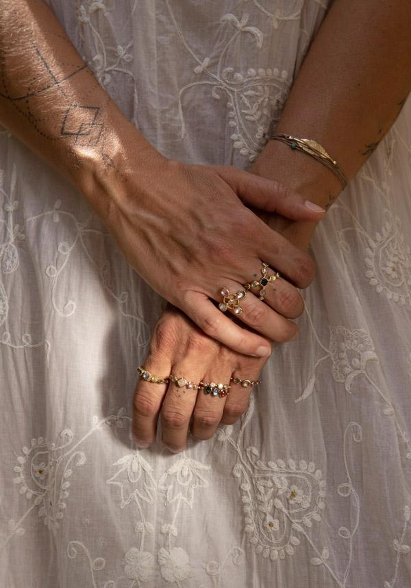 Rose & Lini DORETTE MULTICOLOR SIMPLE BAGUE GOLD RING Nuova