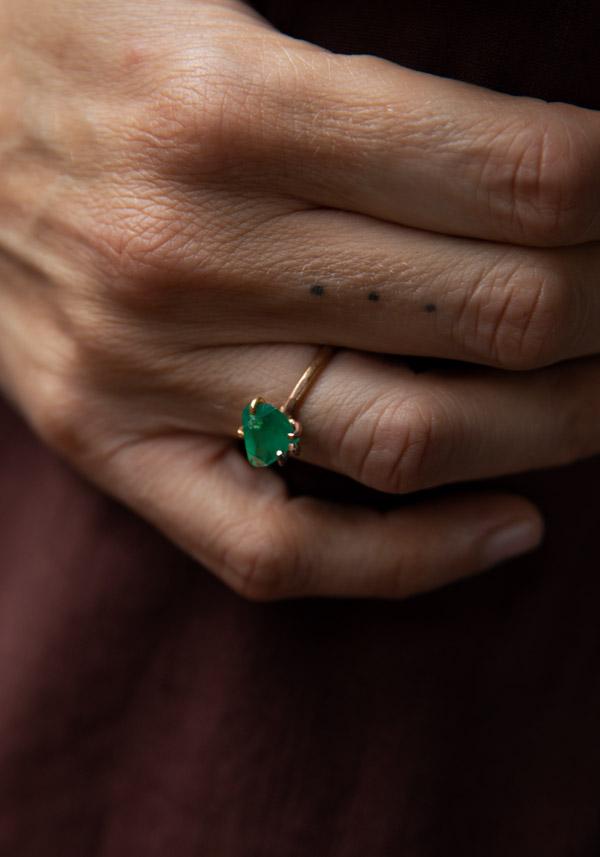Rose & Lini VARIANCE OBJECTS “LARGE EMERALD” GOLD RING || Size 52 Spedizione Gratuita
