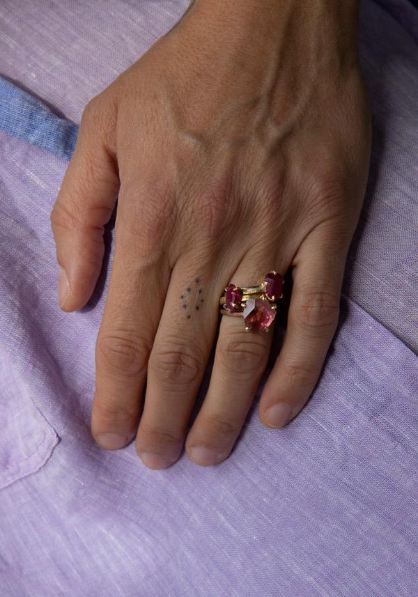 Rose & Lini VARIANCE OBJECTS “PINK TOURMALINE MEDIUM STONE” GOLD RING || Size 54 Consegna Veloce