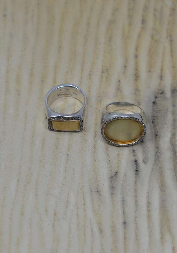 Rose & Lini ROSAMARIA SILVER GOLD & DIAMONDS “AMANI” RING Offerta