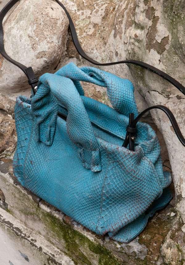 Rose & Lini SIMONA TAGLIAFERRI LIGHT BLUE PYTHON MINI SOFT BAG Negozi Online