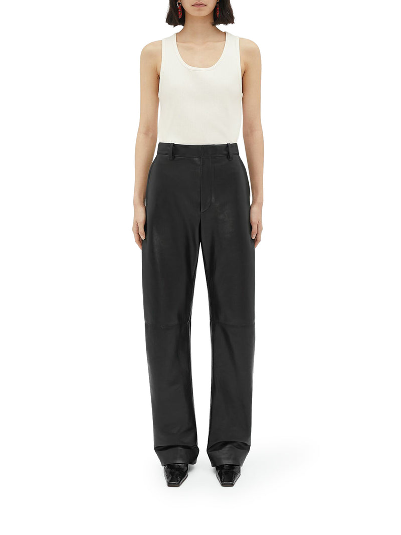 Suitnegozi Pantaloni in pelle dal taglio arrotondato Saldi Di Fabbrica