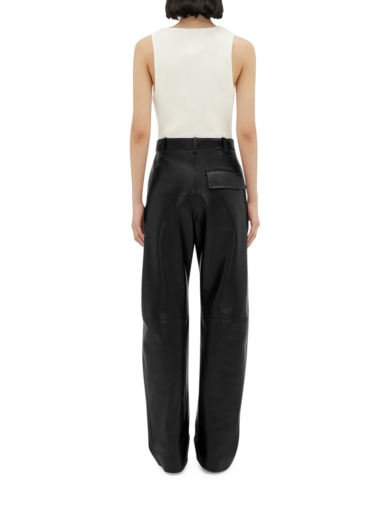 Suitnegozi Pantaloni in pelle dal taglio arrotondato Saldi Di Fabbrica