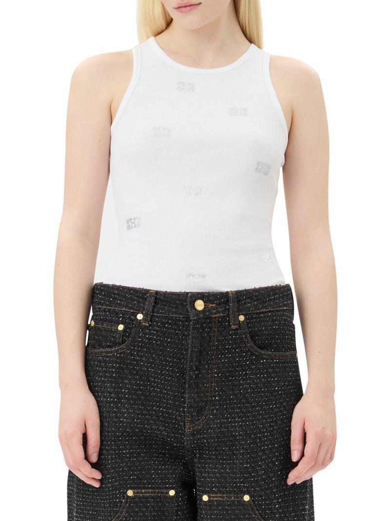 Suitnegozi CANOTTA FARFALLA CON STRASS BIANCO Negozio