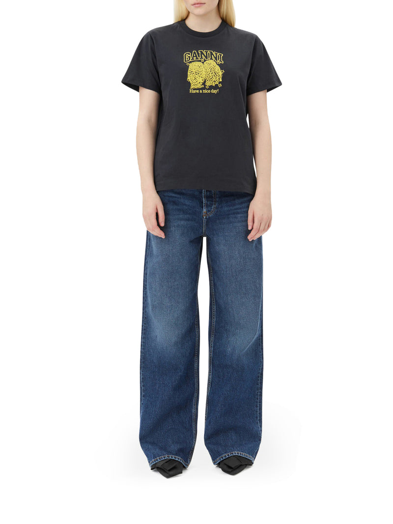 Suitnegozi T-SHIRT RELAXED CON GUFI IN JERSEY NERA 2025
