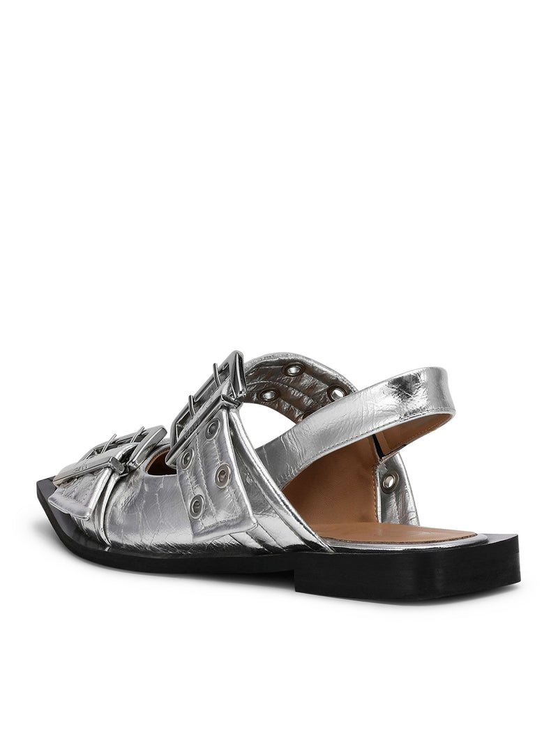 Suitnegozi BALLERINE CON FIBBIA FEMMINILE METALLIZZATA ARGENTO Consegna Veloce