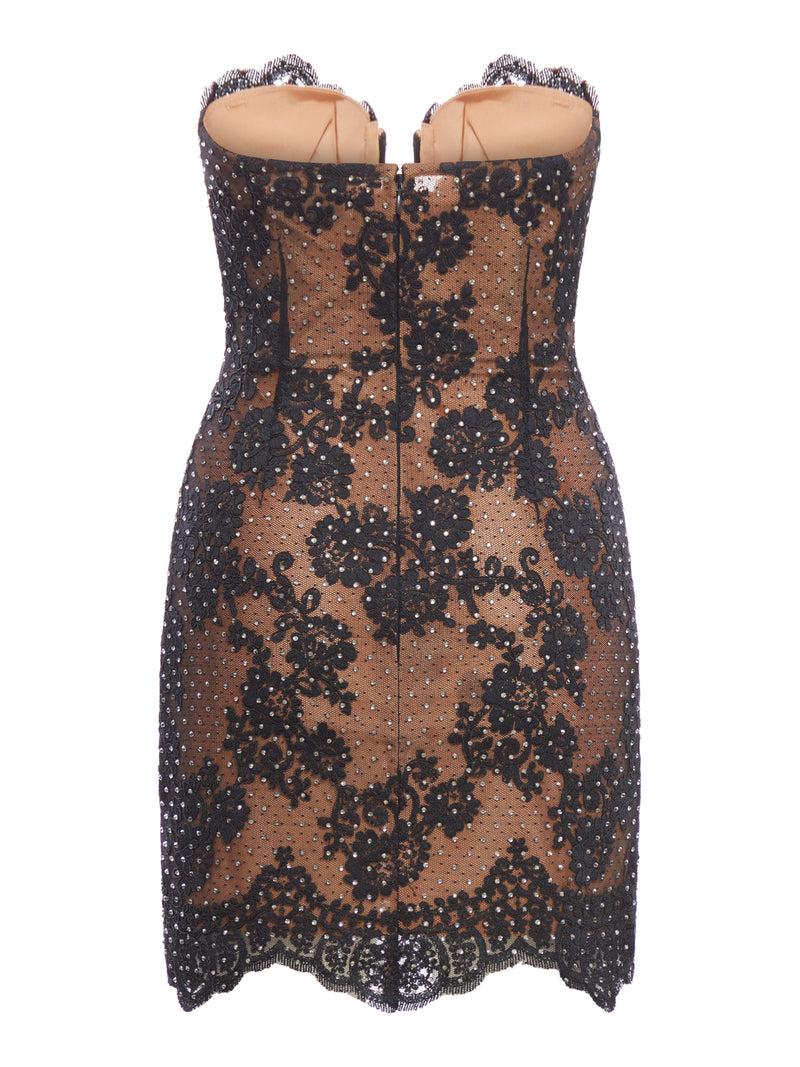 Suitnegozi Mini abito in pizzo con strass nero Promozione Limitata