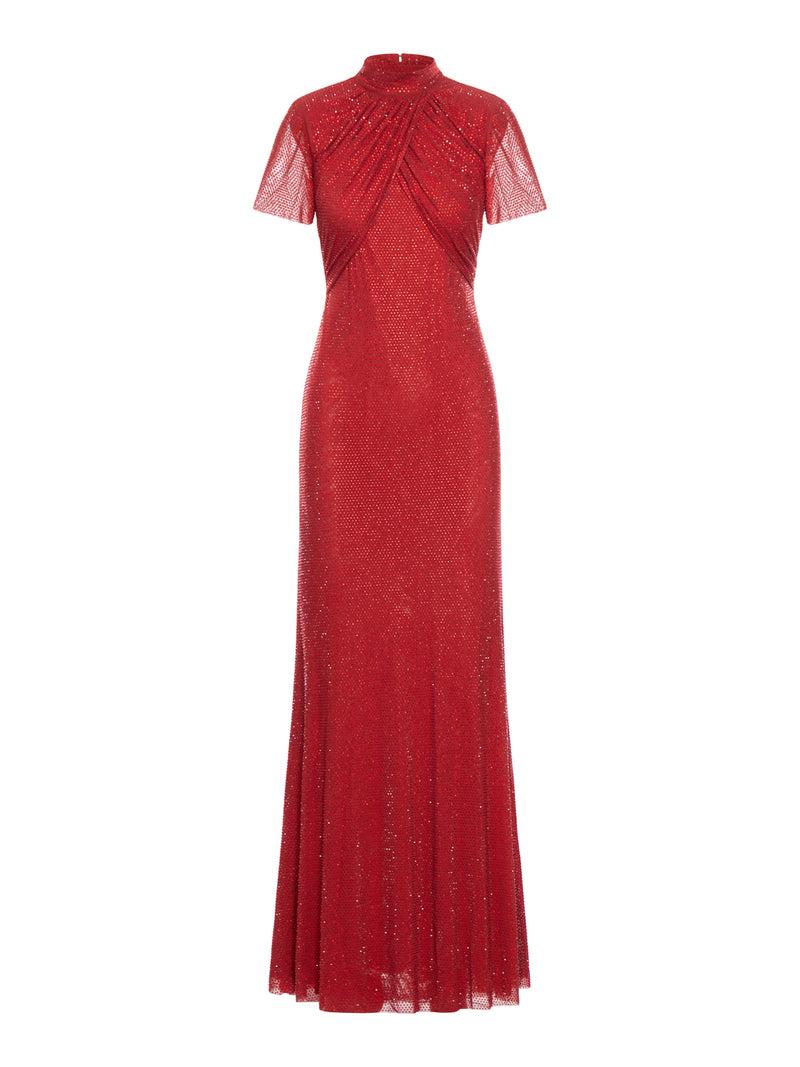 Suitnegozi Abito lungo in rete con strass