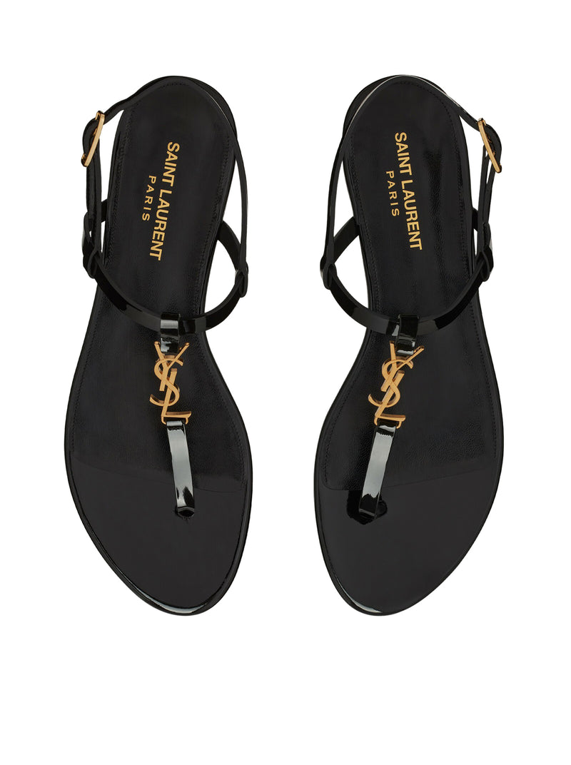 Suitnegozi SANDALI PIATTI CASSANDRA IN PELLE VERNICIATA CON MONOGRAMMA DORATO Offerta natalizia