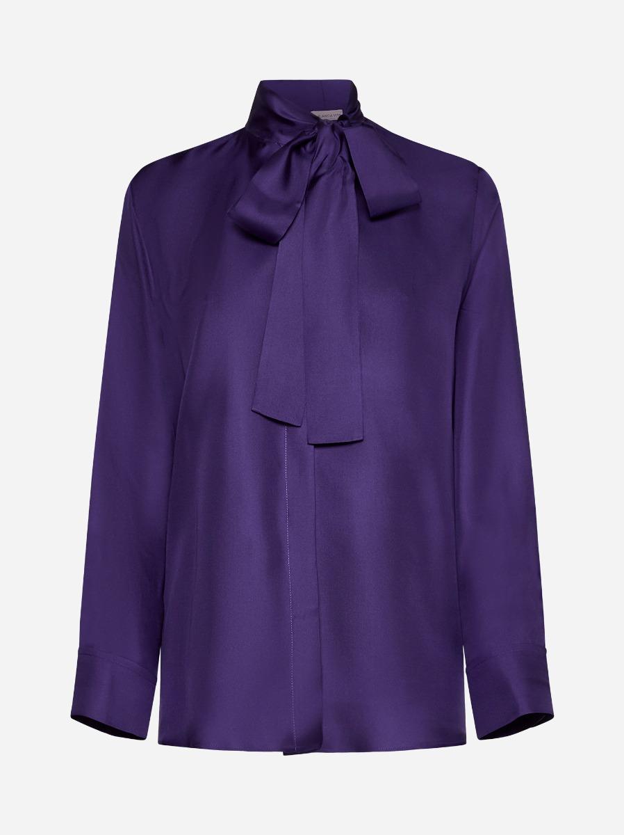 BLANCA VITA Camicia Campanula in seta con fiocco