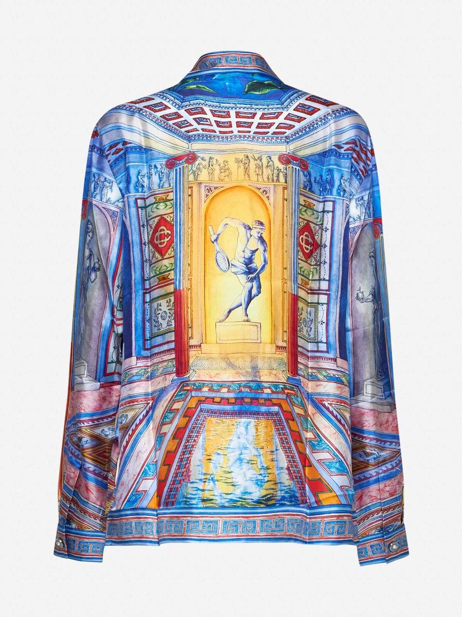 CASABLANCA Camicia Le Temple in twill di seta blu 2025