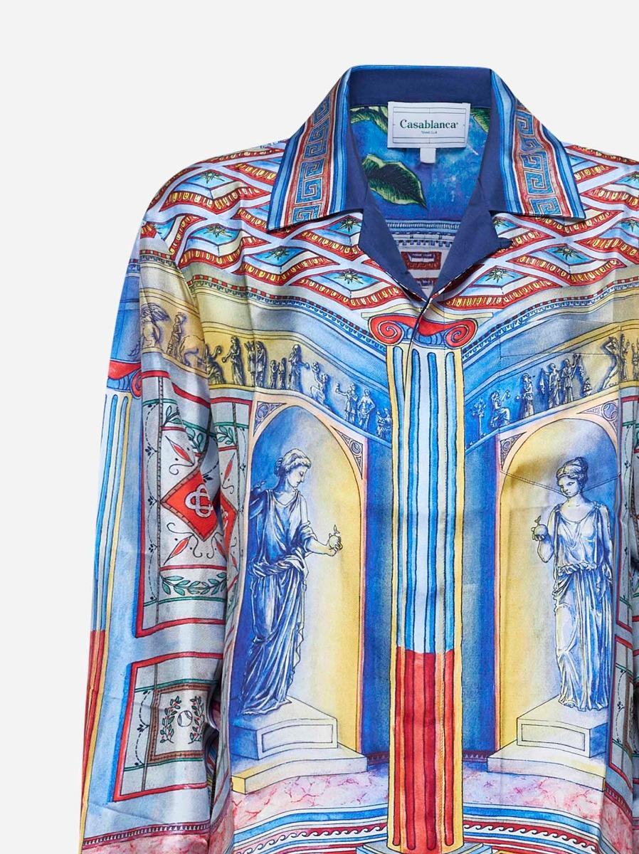 CASABLANCA Camicia Le Temple in twill di seta blu 2025