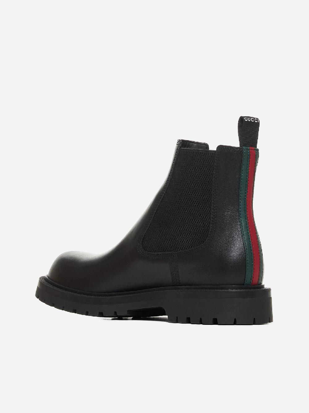 GUCCI Stivaletti Chelsea in pelle con Web Nuovo