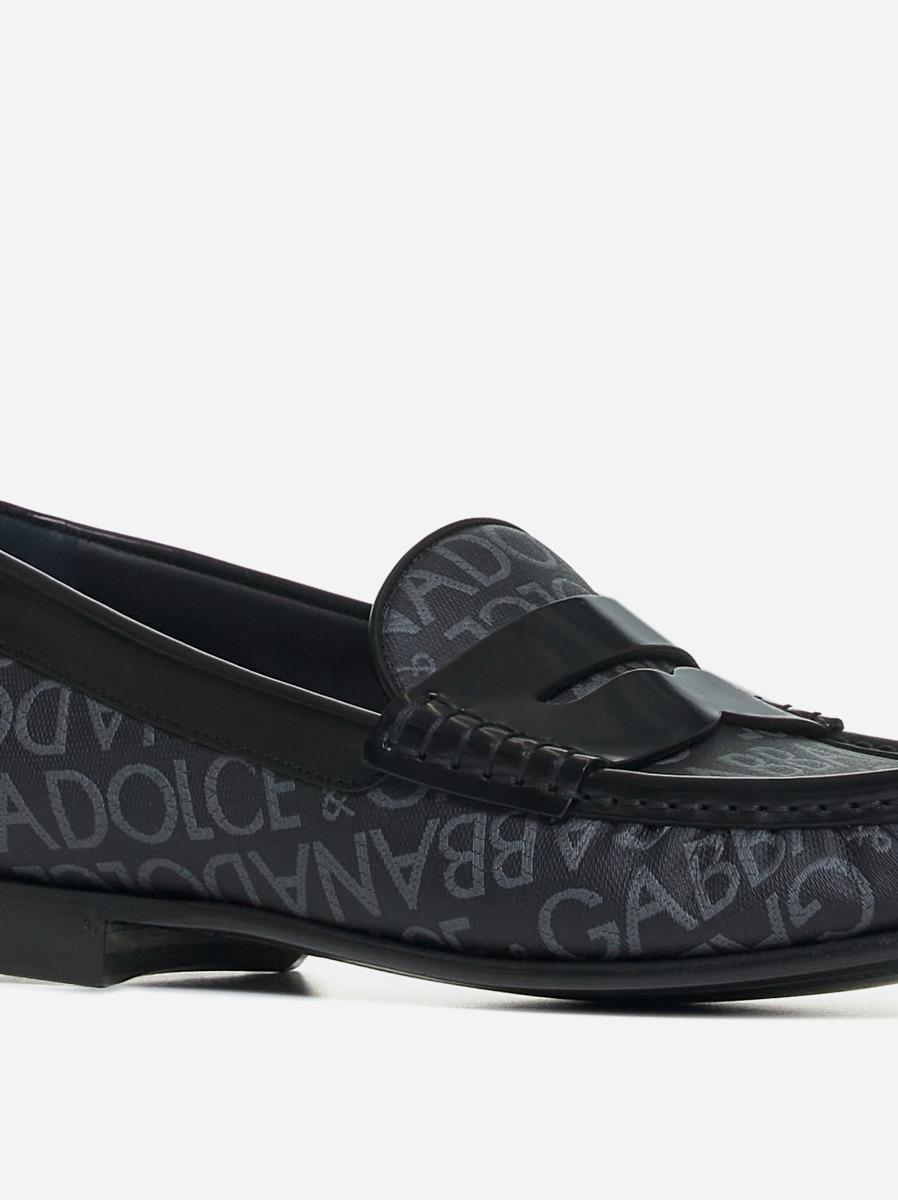 DOLCE & GABBANA Mocassini in tessuto a logo all-over Vendita