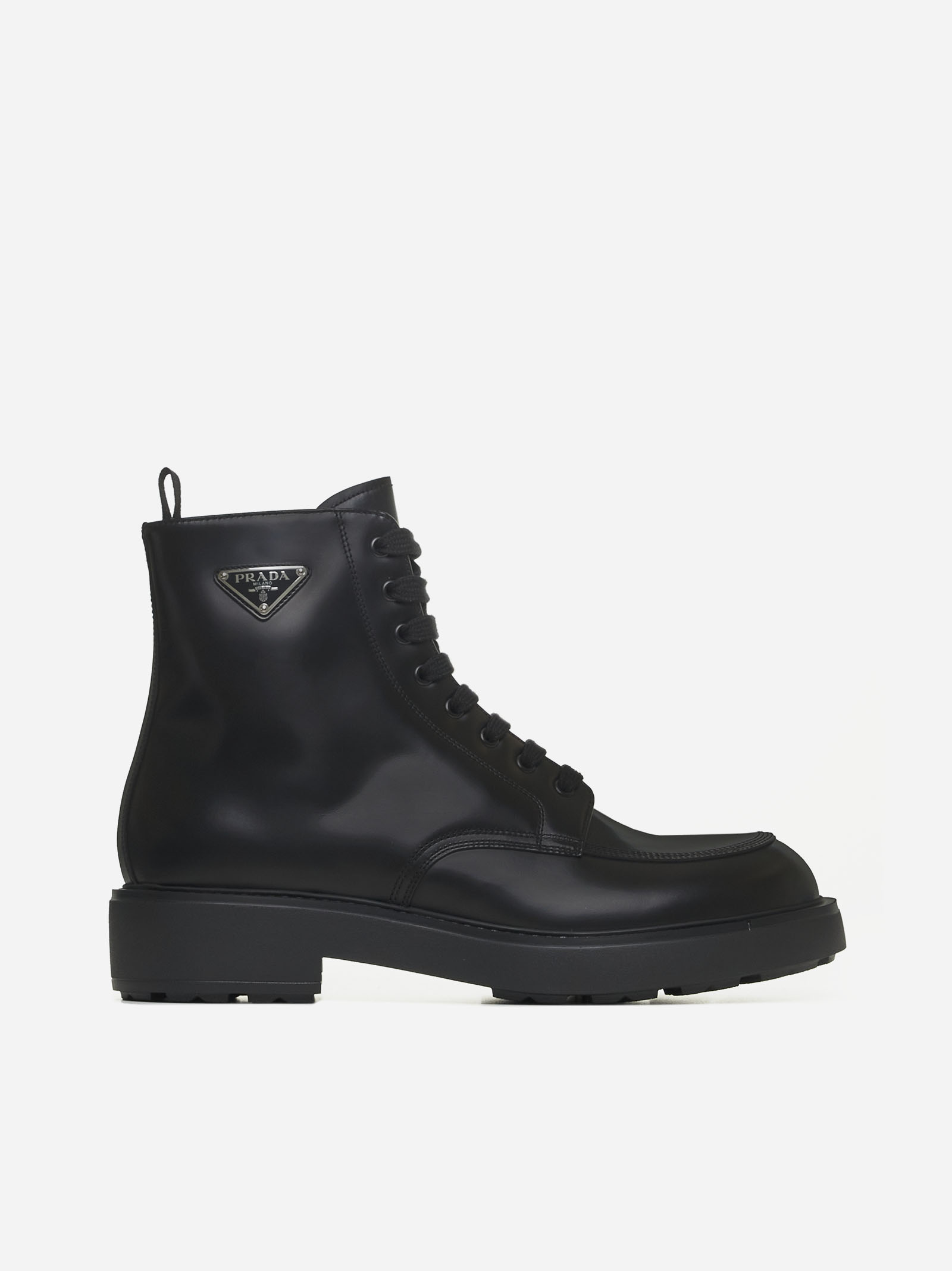 PRADA Stivaletti in pelle con placca-logo