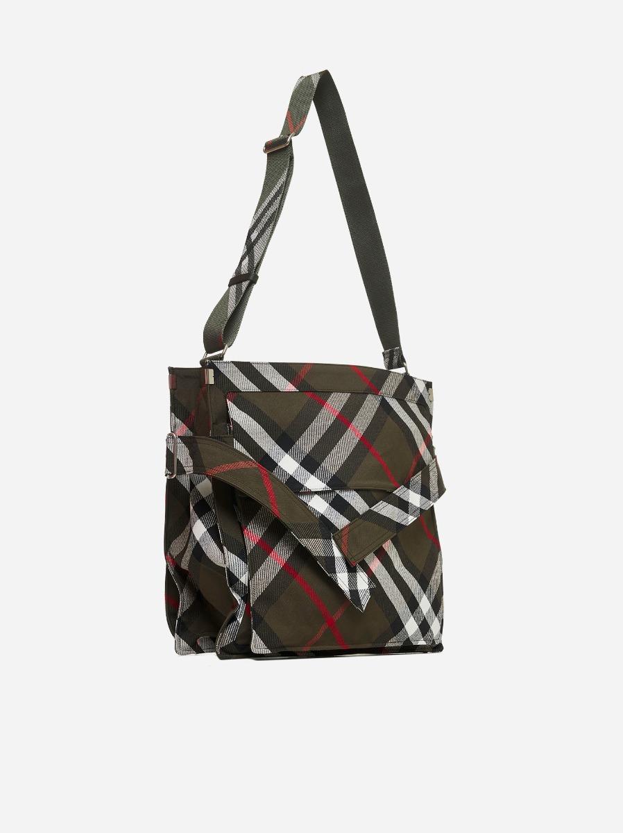 BURBERRY Borsa tote Trench media in tela check Saldi