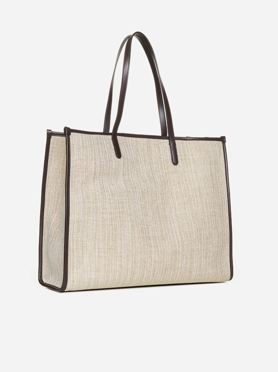 DOLCE & GABBANA Borsa shopping grande in tela con logo Saldi Di Fabbrica