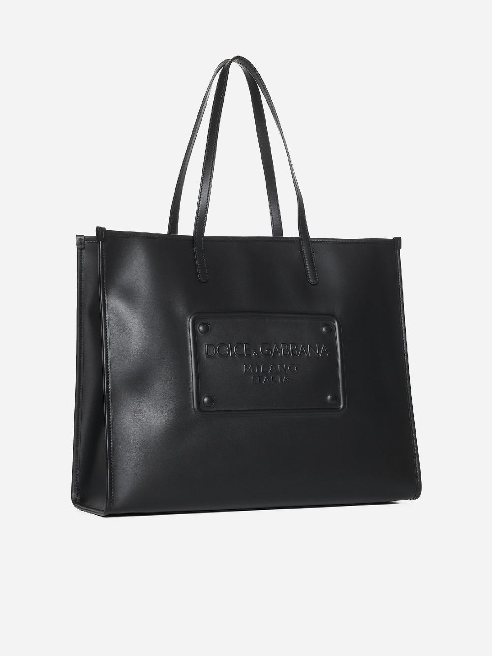 DOLCE & GABBANA Borsa tote grande in pelle con logo Italy