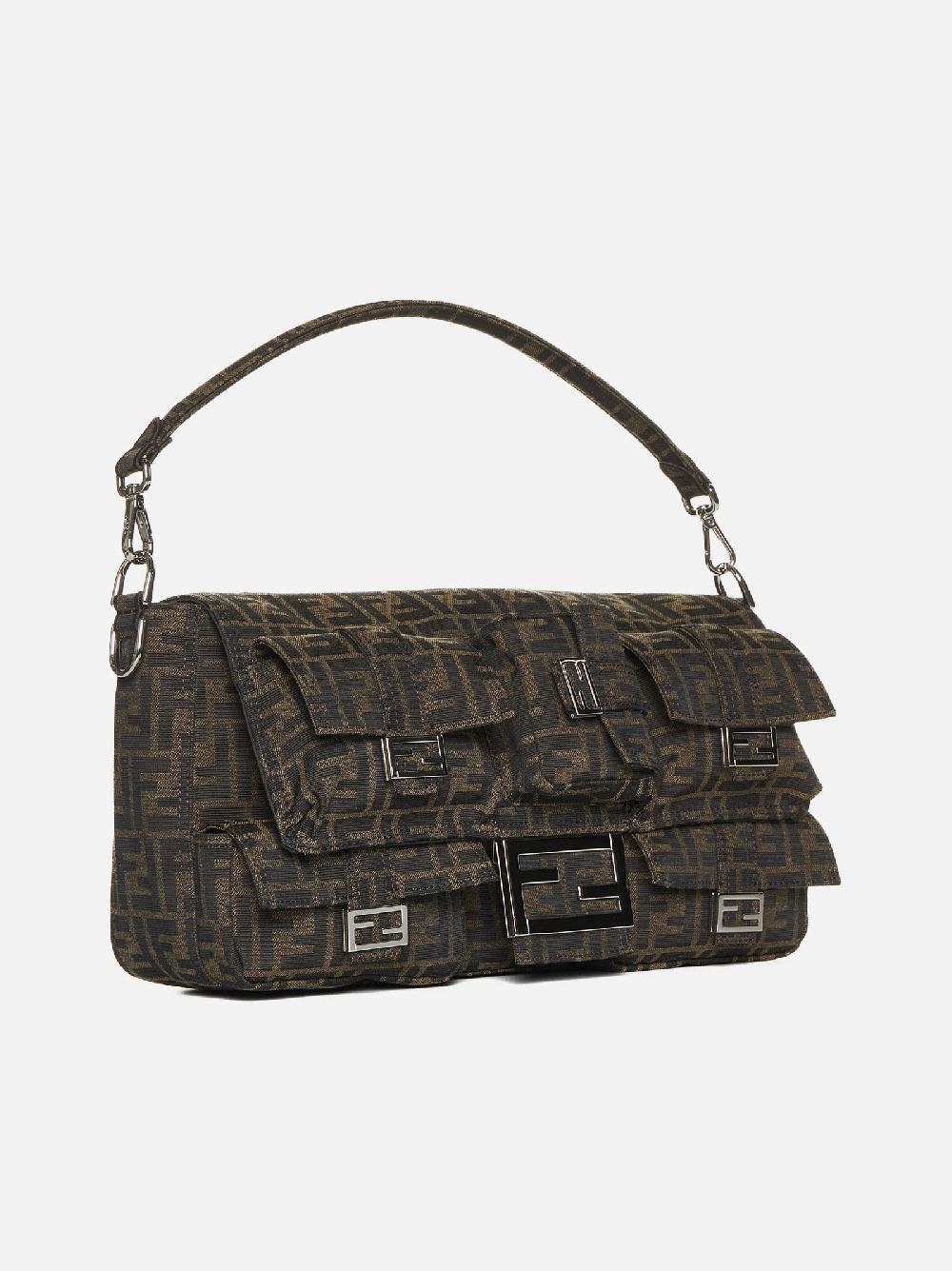 FENDI Borsa Baguette Multipocket Maxi in tessuto FF In Linea
