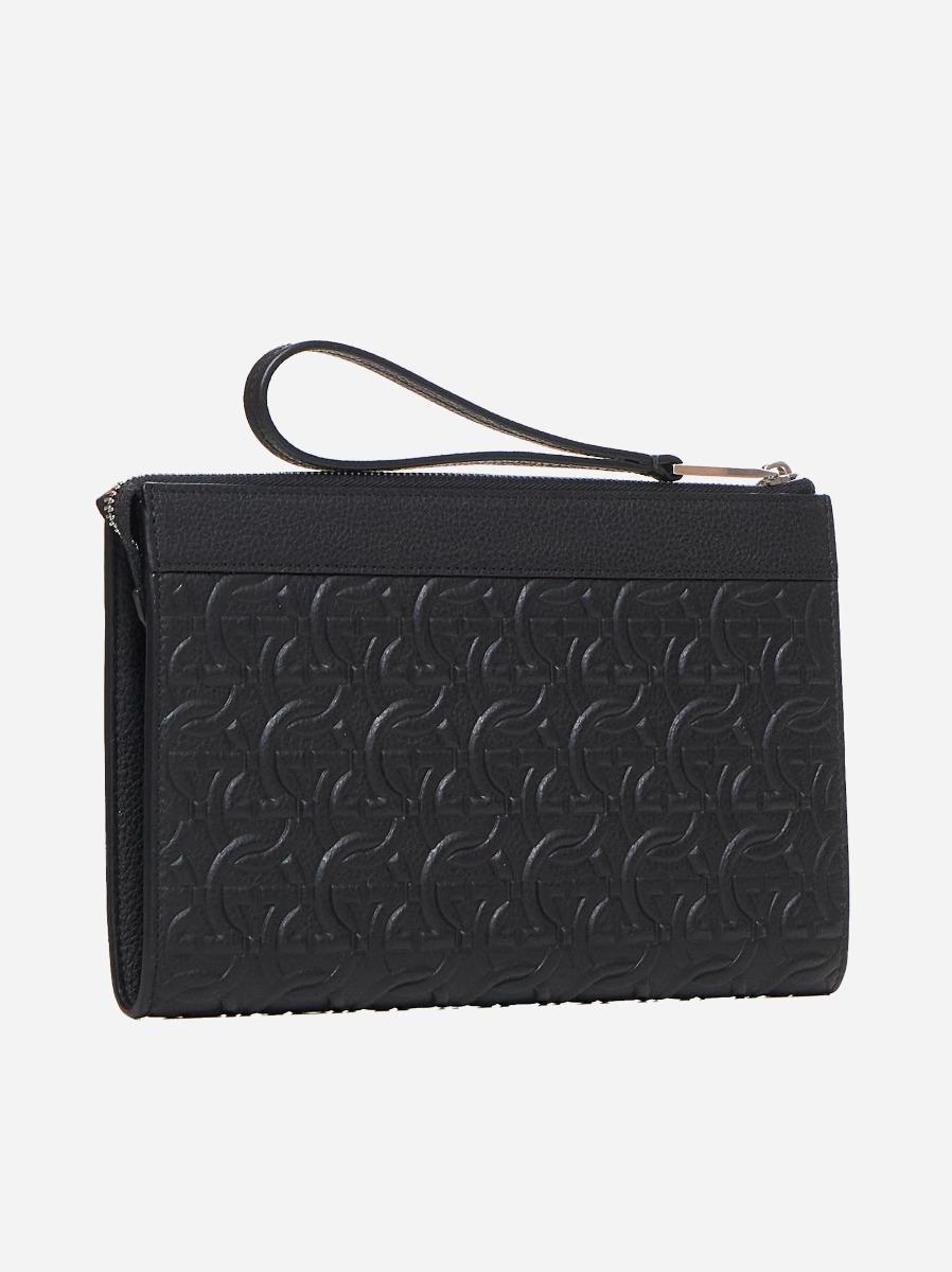 FERRAGAMO Clutch Travel in pelle Gancini Spedizione Gratuita