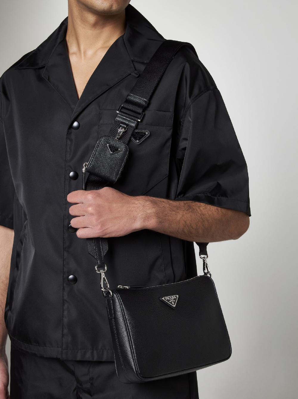 PRADA Borsa in pelle Saffiano con placca-logo Consegna Veloce